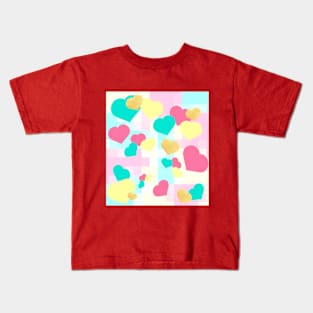 Hearts pastel gold Kids T-Shirt